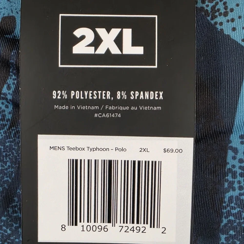 Waggle‎ Golf Polo Shirt Mens 2XL Blue Palms Performance Stretch NEW - Picture 6 of 11
